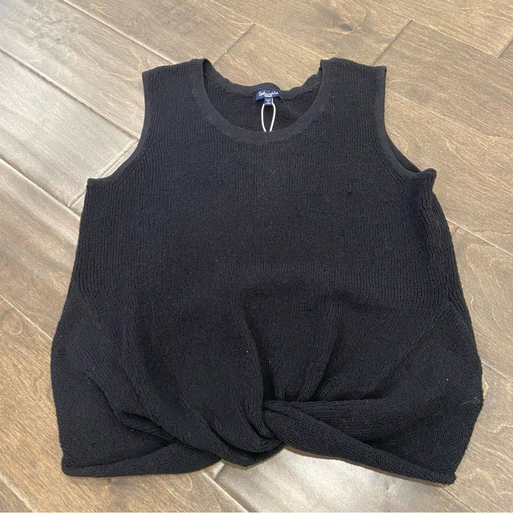 NWT Splendid Black Twist Front Loose Knit Top sz M - Picture 4 of 8